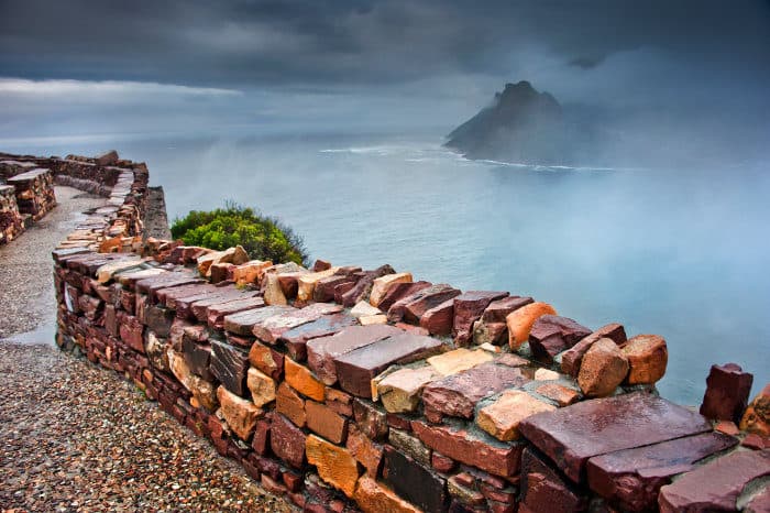 Cape of Good Hope viewpoint under foggy conditions