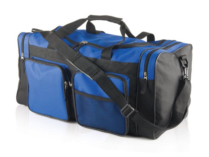 Cheap black and blue duffel bag