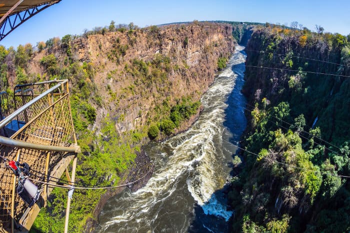 View of the gorge, from the Victoria Falls Bridge