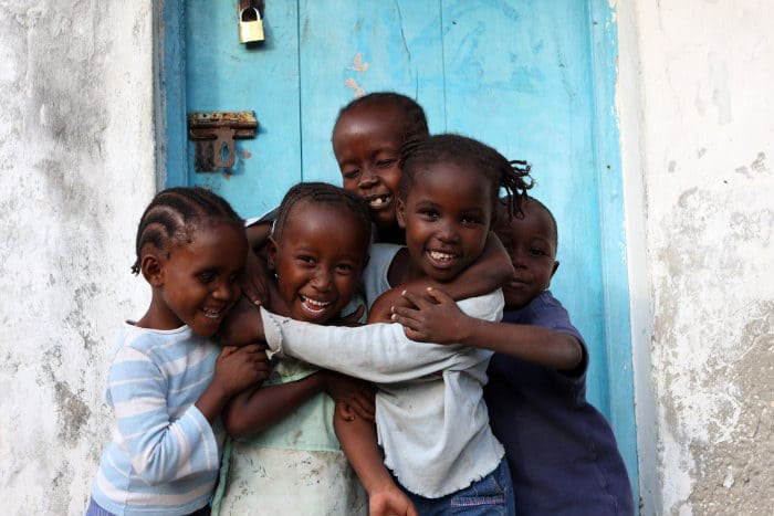 Children with happy faces in Lamu Town