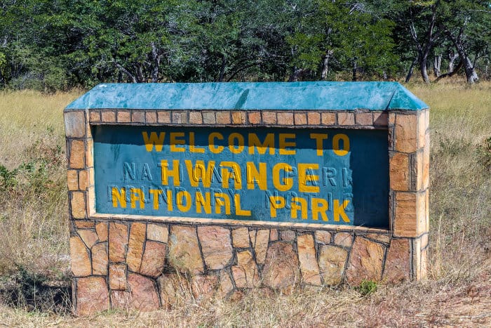 Welcome to Hwange National Park sign