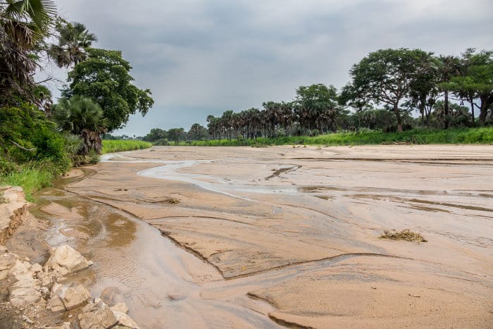 Wide angle view of the Kidepo river in Uganda