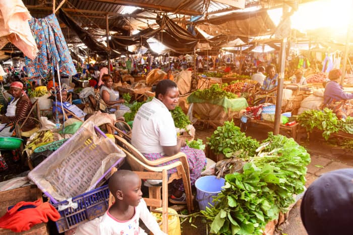 Local fruit and vegetable market in Kisumu, Western Kenya