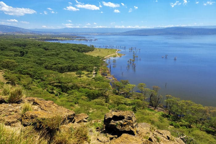 Bird's-eye view of Lake Nakuru in Kenya