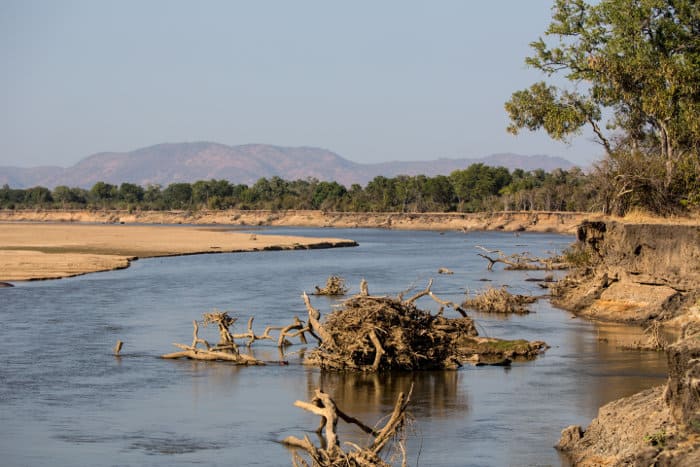 Scenic view of the Luangwa River in the dry season, South Luangwa