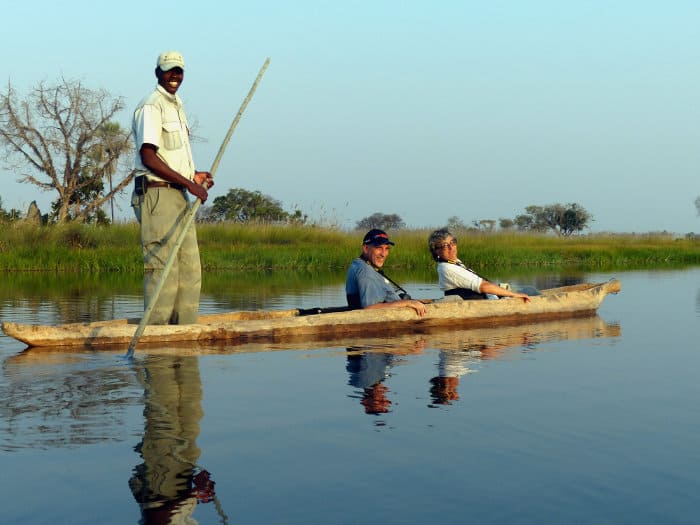 Typical mokoro safari, in a traditional wooden canoe