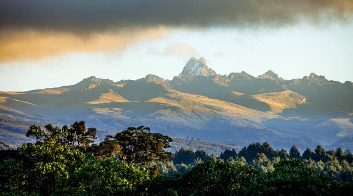 Panorama of Mount Kenya, seen from the forest