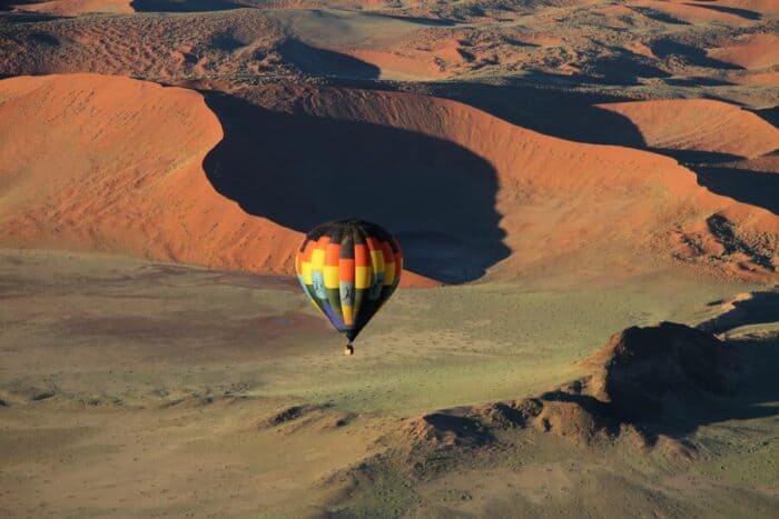 Hot air balloon safari over Sesriem Canyon, Namibia