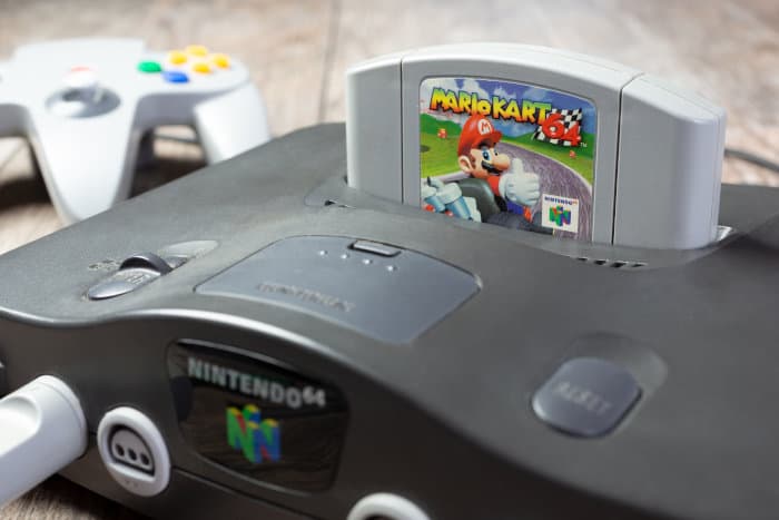 Nintendo 64 game console featuring Mario Kart