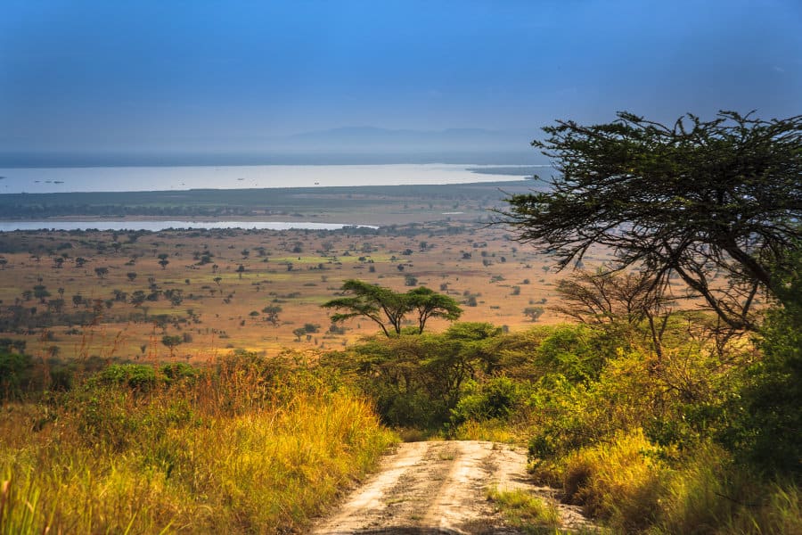Overlooking Queen Elizabeth National Park and Lake Edward, Uganda