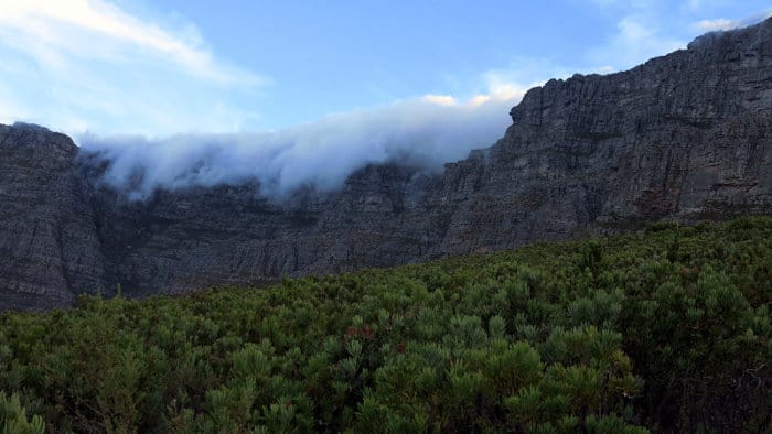 Legend has it that Table Mountain's tablecloth originated when a mantis god threw a massive white kaross (animal skin) on the mountain to smother a raging fire