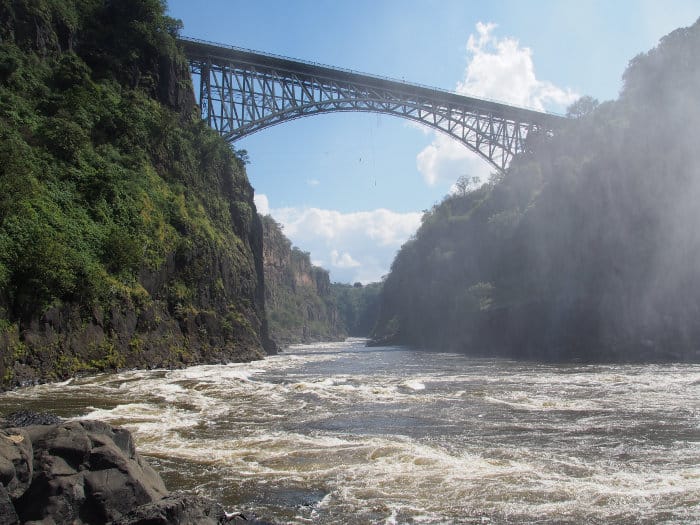 Victoria Falls Bridge seen from water level
