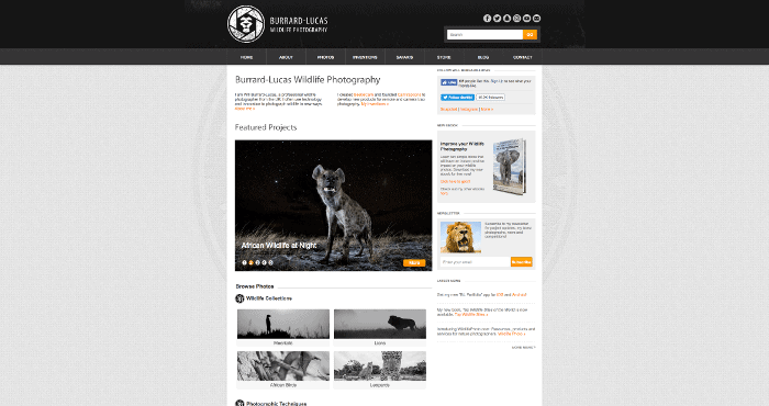 Burrard-Lucas Wildlife Photography website screenshot