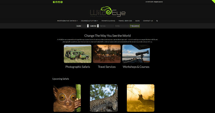Wild Eye Photography website screenshot
